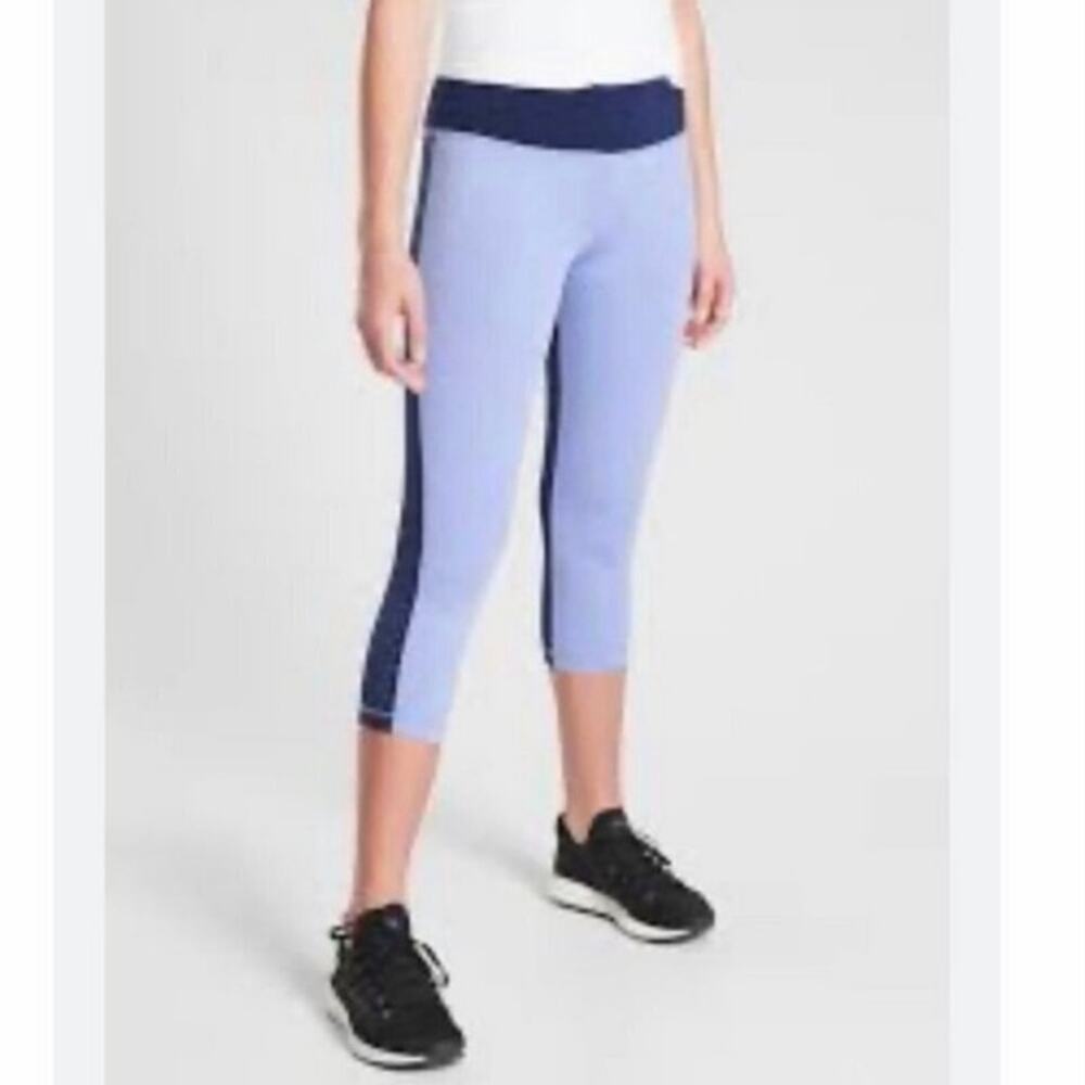 Athleta Girl Spring It On Capri Leggings Blue Colorblock XL 14 Activewear